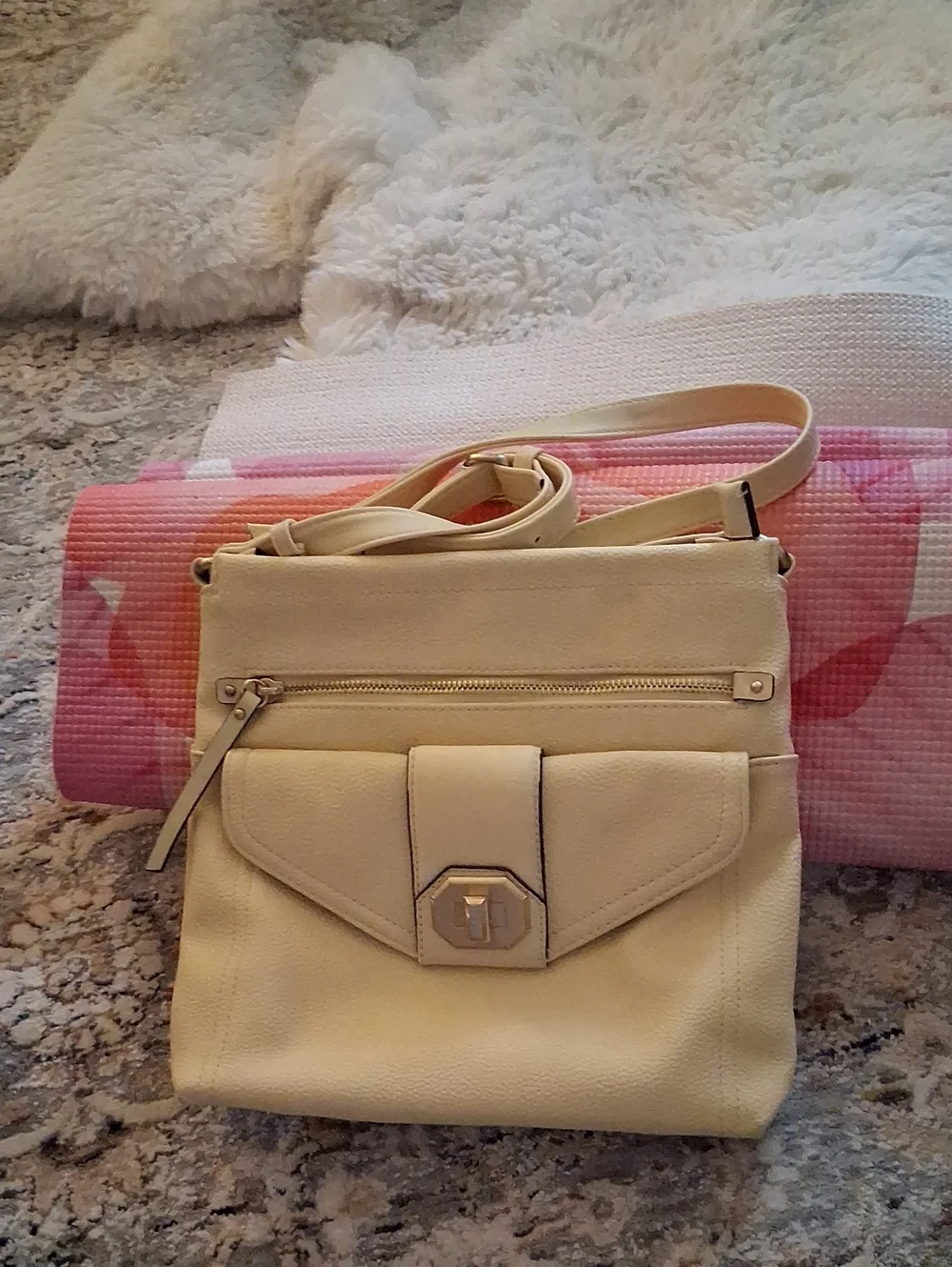 *Rosetti* Cream Crossbody Shoulder Bag with 2 Front Pockets